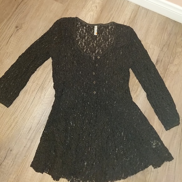 Free People Black Lace Tunic - Picture 1 of 3